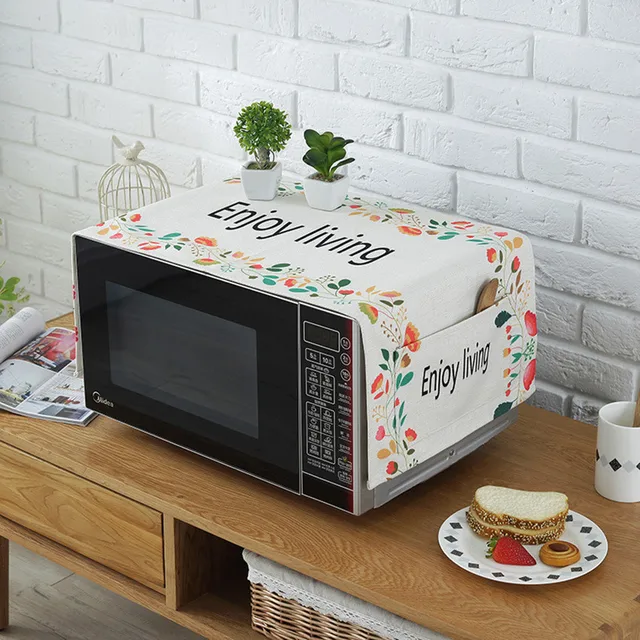 Special Offers 35*95cm Multi-Purpose Microwave Oven Linen Dust Cover Universal Model Kitchen Small Electric Covers with Storage Pouch