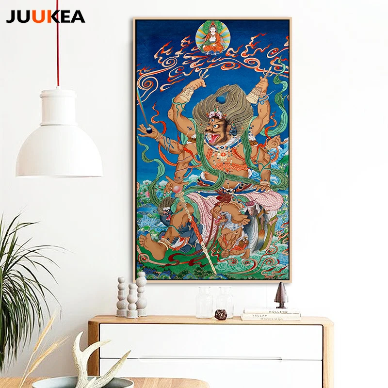 

Large Size Huge Buddhism Thangka The Big Dark Sky King God Art HD Copy, Home Decoration Canvas Print Painting Wall Decor