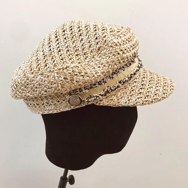 Женская соломенная шляпа с плоским верхом, летняя кепка с козырьком для девочки, Солнцезащитная шляпа, новая мода, UPF 50+, УФ солнцезащитный козырек, уличная пляжная шляпа