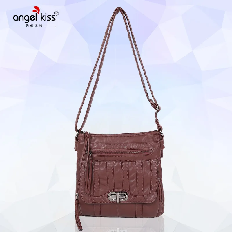 

Angel Kiss Solid Color Simple Elite Lady Handbag Fashion Joker Wash PU Female Shoulder Bag Designer Bag Bags for Women 2018