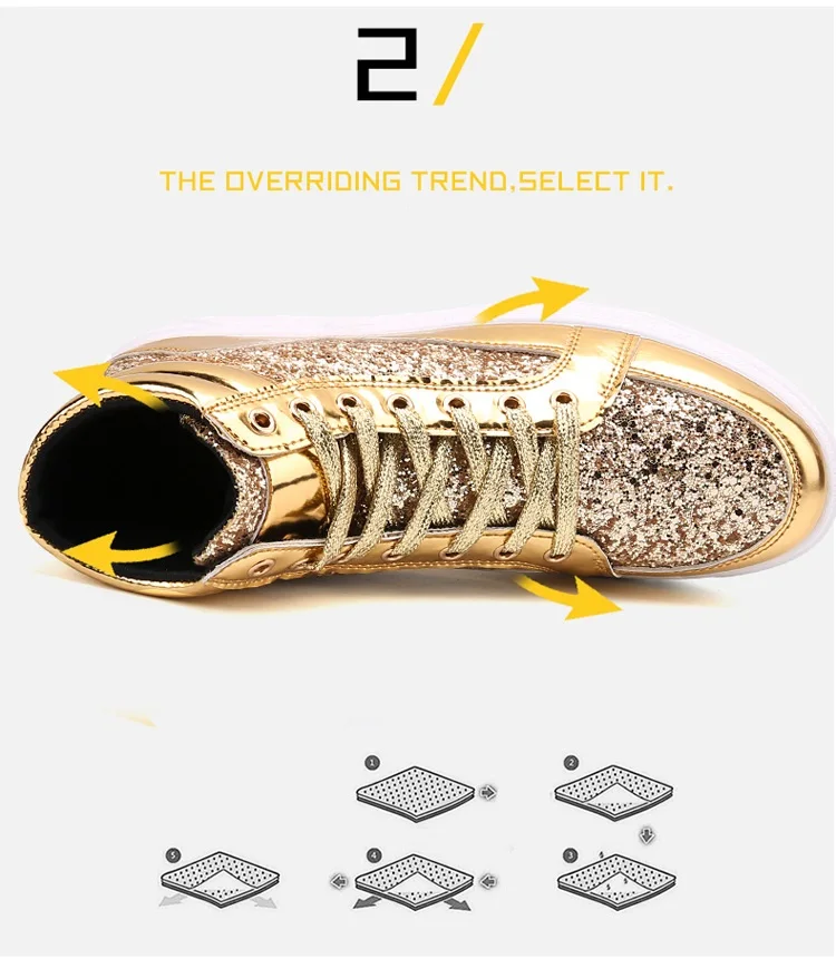 Brand Men Shoes 2018 Fashion Sequined Men Boots Bling Side Zipper High Top Shoes Man Casual Flat dancing street Hip hop Shoes (1)