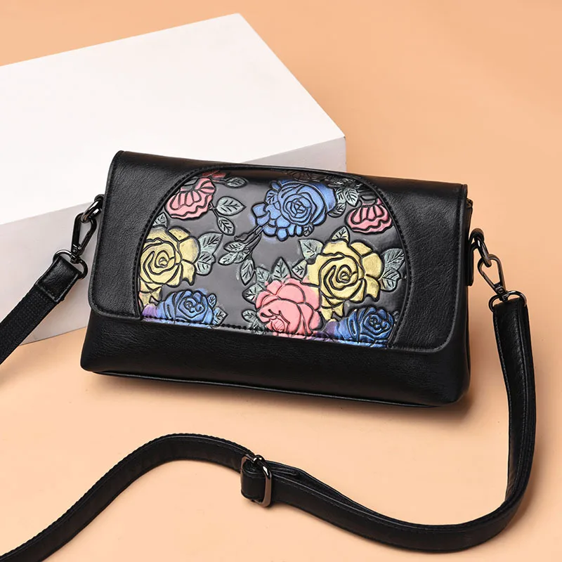 

Patchwork Genuine Leather Women's Handbags Women Shoulder Crossbody Bags Fashion Floral Bag Lady Messenger Bags Women Bags