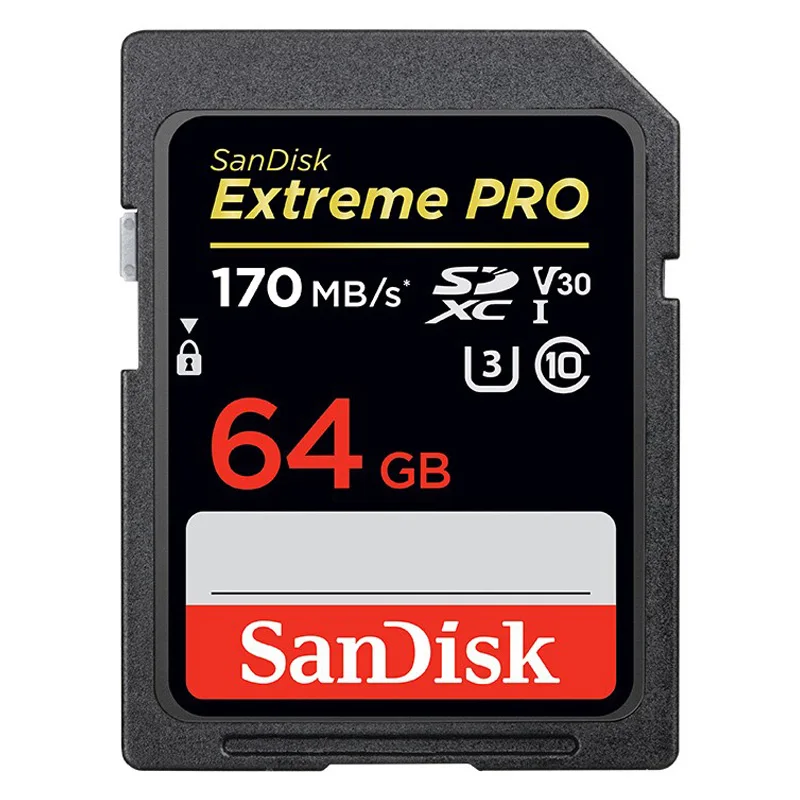 Двойной Флеш-накопитель SanDisk Extreme PRO sd карты 128 ГБ 256 SDXH до 170 МБ/с. скорость чтения sd card 64 ГБ 32 ГБ оперативной памяти, 16 Гб встроенной памяти, до 95 МБ/с. скорость чтения карты памяти - Емкость: SDXXY-064G