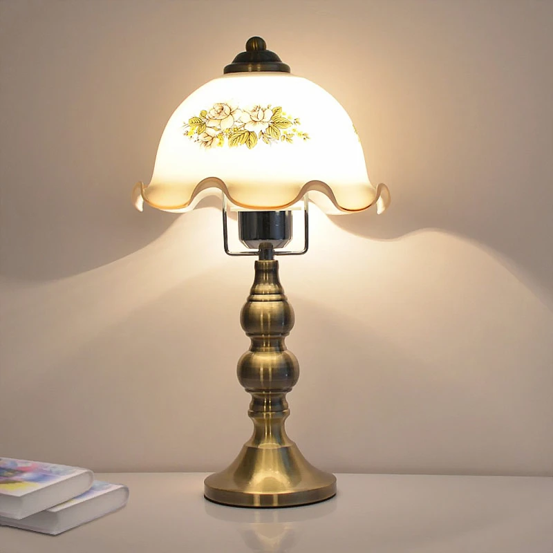 Table Lamp Stained Glass European retro bedroom Desk Lamps bedside lamp