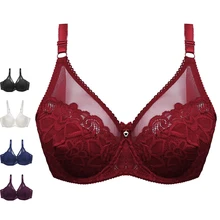 Ультратонкий кружевной бюстгальтер с глубоким v-образным вырезом, сексуальное нижнее белье, удобные Бюстгальтеры размера плюс для женщин, Модный женский бюстгальтер без косточек, нижнее белье больших размеров