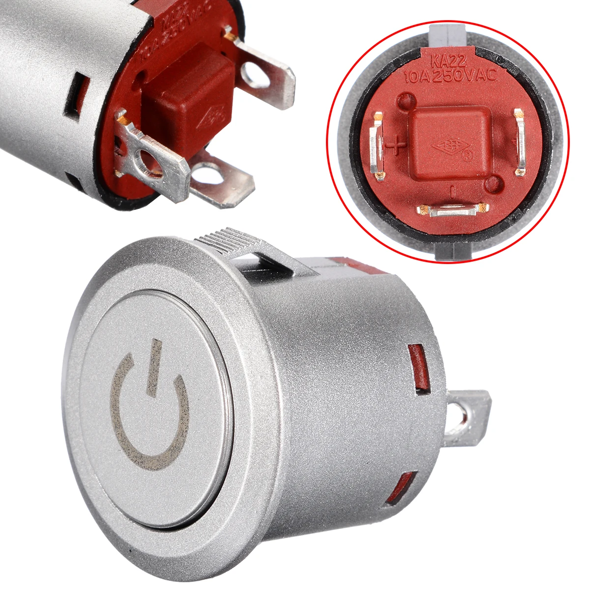 1 pc 12V Push Button Switch Led Light Power Symbol Push Button Momentary Latching Computer Case Switch 1NO 1NC