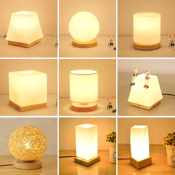 

Japanese Style Wooden Glass Table Lamp Modern Simplicity Living Room Bedroom Decoration Lighting Bedroom Bedside Lamp