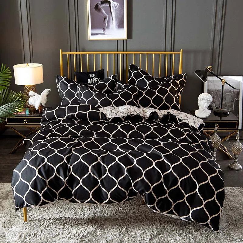 

Sanding Printed 3-pcs Bedding Sets European and American Size Bedding Linens Include Duvet Cover Pillowcase Home Textile