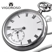 Reloj clásico resistente al agua de lujo liso de acero inoxidable completo con Esfera baja y Reloj de bolsillo mecánico