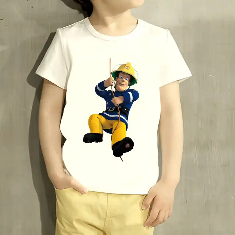 Fireman Sam Boy Girl Kids Cartoon T-shirt Short Sleeve Casual Clothing Sets