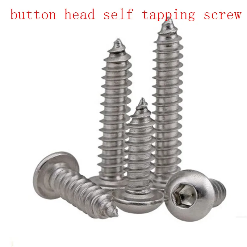 

40pcs hex socket button round head self tapping screw m3 m4 m5 m6 Stainless Steel A2