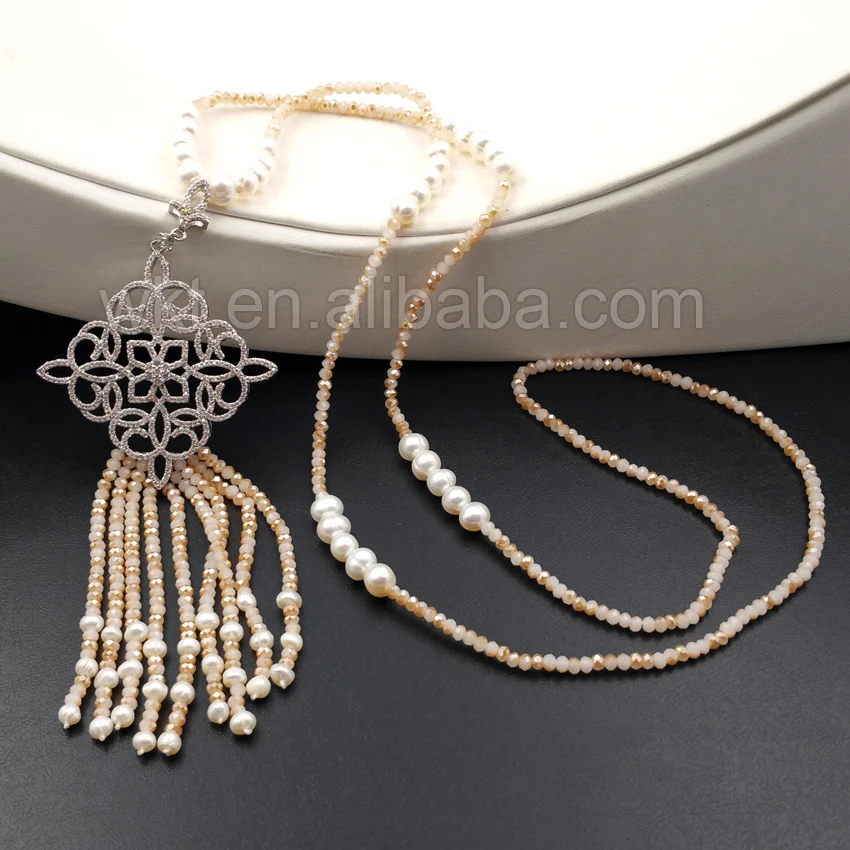 

WT-MN921 Wholesale Custom Natural Crystal Beads Tassel Necklace Gorgeous Shinny Beads Tassel Necklace For New Arrived