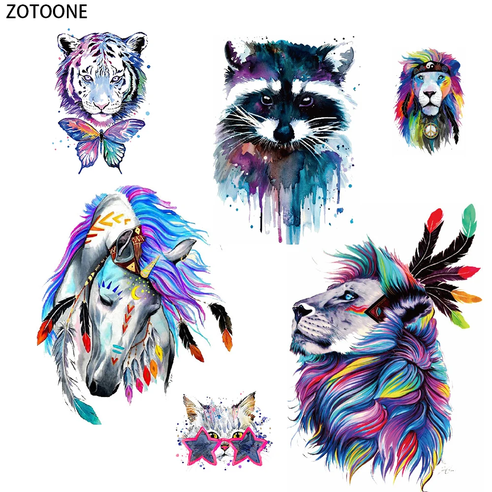 

ZOTOONE Fashion Ink Painting Patch for Clothing DIY Iron on Transfer Stickers Applique Heat Applications Custom Patches Stripes