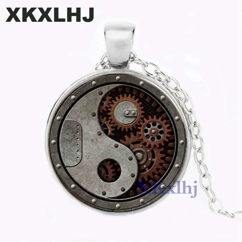 

XKXLHJ New Design Round Wheel Gear Pendant Necklace Connectors Charms Steampunk Style Metal Necklace Men Jewelry