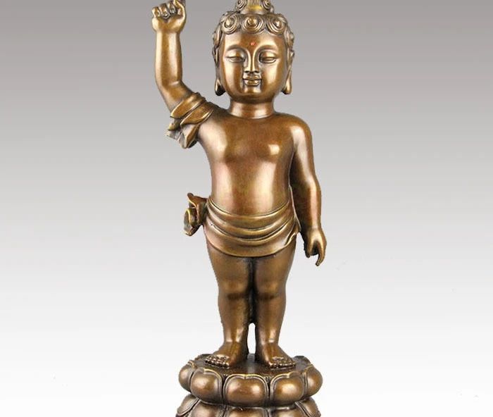 

17" China Tibet Bronze Little Shakyamuni Buddha Statue Point Shy And Earth