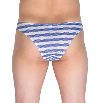 

Sexy Men's Colorful Breathable Stripe Mesh Pines Bulge Pouch Bikinis Briefs Underwear Hot Mini Brief