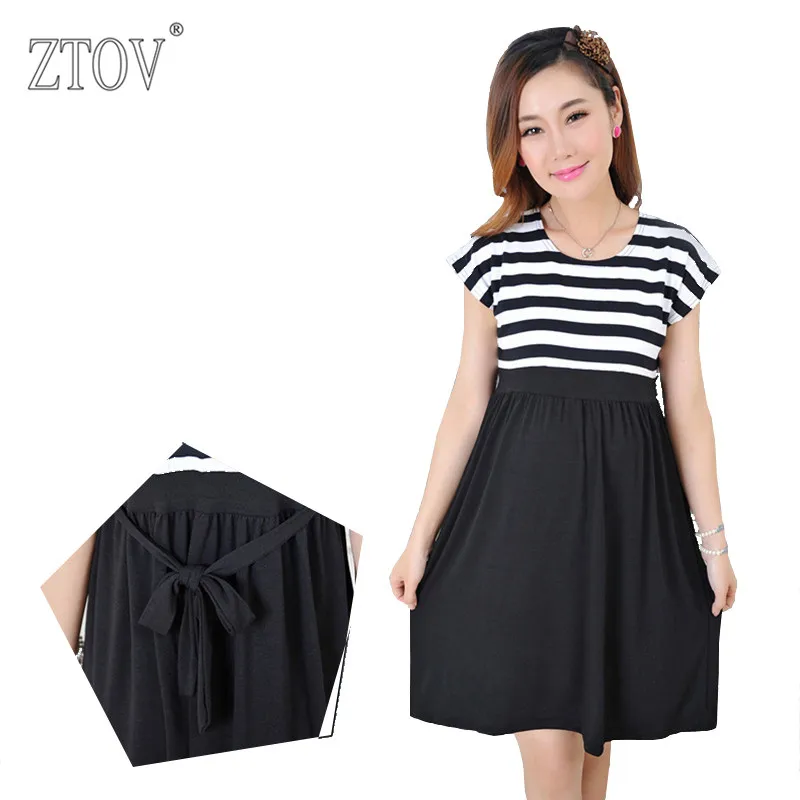 ZTOV Plus  size  Women Long stripe Dresses  Maternity Nursing  