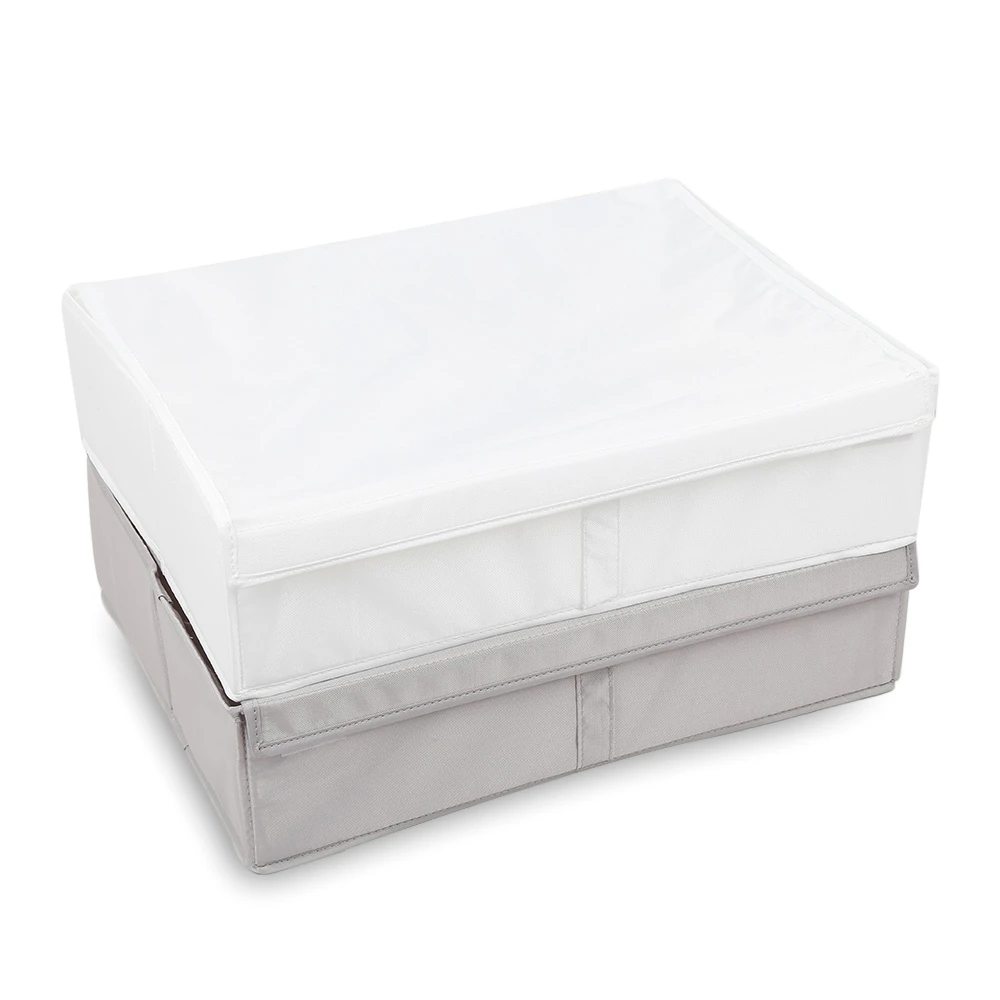 

2-in-1 Foldable Oxford Fabric Underwear Organizer Clothes Store Box with Lid for Ties Underwear Socks