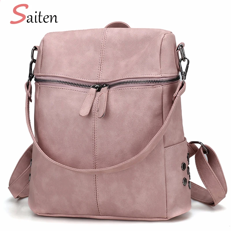 Fashion Women Double Zipper Backpack High Quality Youth Leather ...