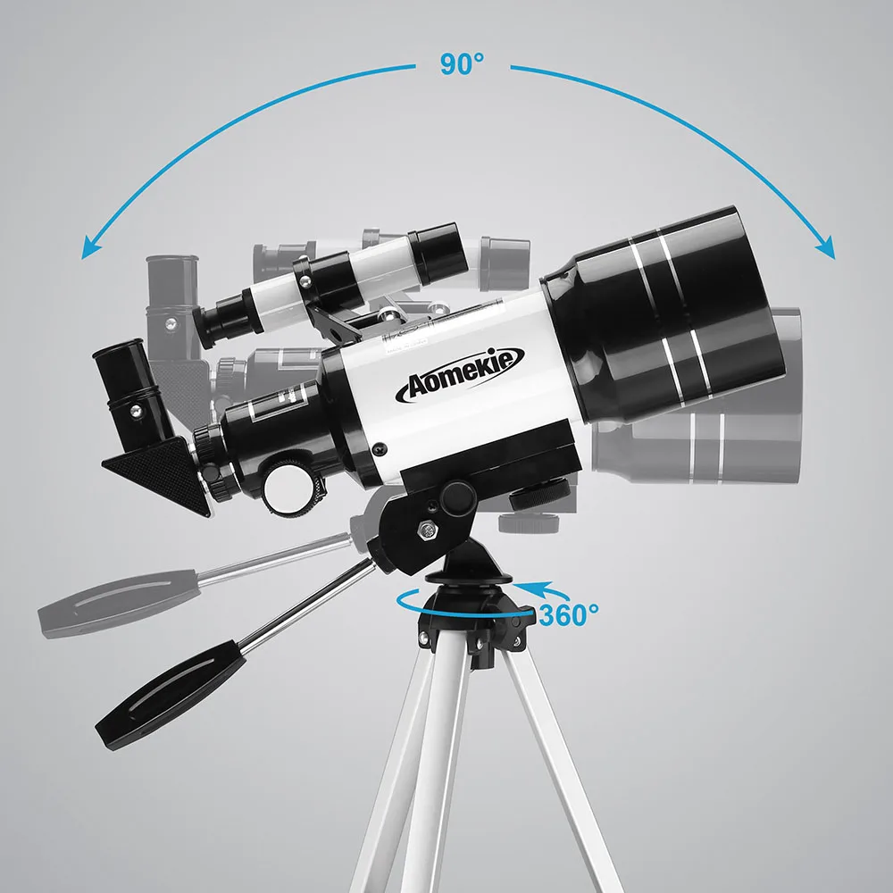 AOMEKIE 30070 Astronomical Telescope with Phone Holder Compact Tripod 15-140X Moon Watching Monocular for Kid Beginner