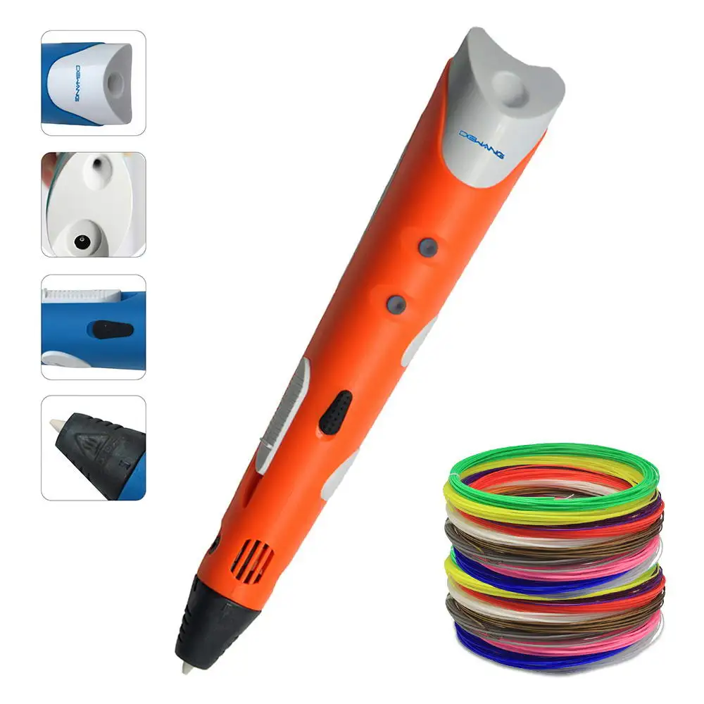 DEWANG ручка с множеством оттенков 3D ручки 100 м ABS нить 3d принтер ручка подарок на день рождения ABS 3D печать ручка для школы гаджет Lapiz 3D карандаш - Цвет: Orange Pen 100m ABS