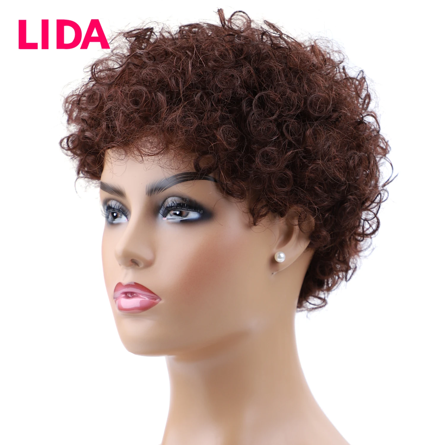 LIDA короткие парики из человеческих волос 8 дюймов 150% плотность бразильские
