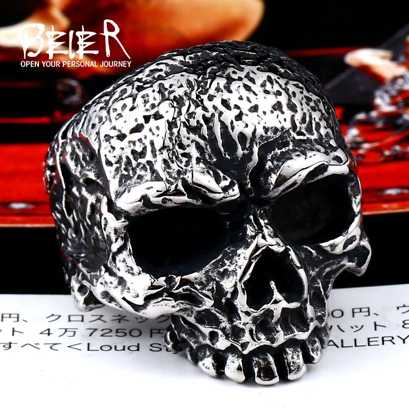 Beier new store 316L Stainless Steel ring high quality skull Punk men fashion Jewelry LLBR8-473R US size