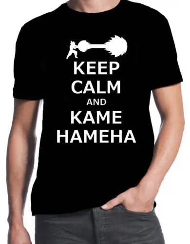 

Keep Calm And Kamehameha Dragonball Z Goku Saiyan Anime New Mens Black T-Shirt Free shipping Harajuku Tops t shirt
