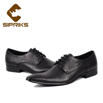 

Sipriks 2019 Fashion Genuine Leather Dress Shoes Pointy Toe Derby Shoes For Men Elegant Formal Evening Shoes Boss Office Flats
