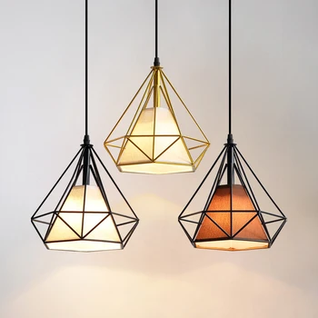 

Nordic Pendant Lights Modern Industrial Vintage Diamond Pendant Lamp Iron Minimalist Loft Cage Hanging Ceiling Lamp For Kitchen