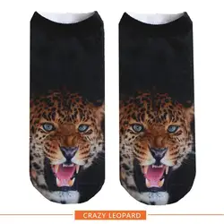 3D животных хлопковые носки Повседневное Стиль низкая носки до лодыжки Рождество леди тигра с принтом льва носки