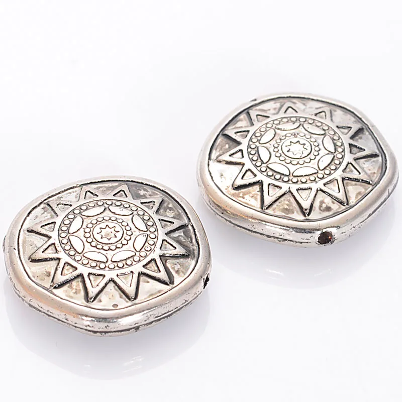 

New Arrival 50 Pcs 22x7 MM Round Shape With Star Sun Chakra Antique Design Charm Beads For Women Diy Jewelry Making Accessories