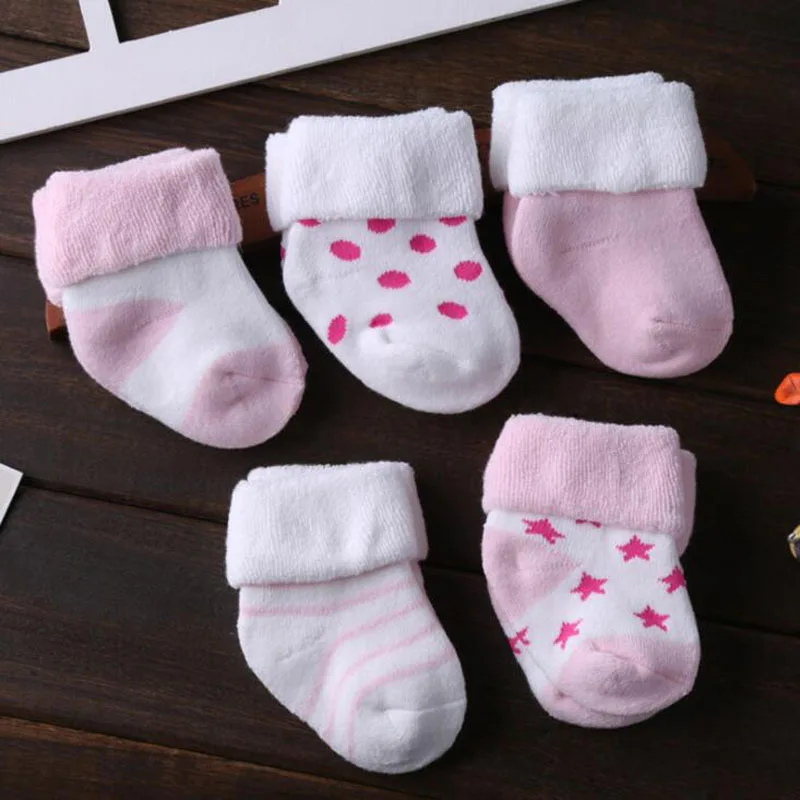 5 пара/лот; Новинка; хлопковые плотные детские носки для малышей; сезон осень-зима; теплые детские носки - Цвет: Pink 5 Pair