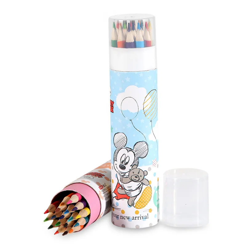 

kids Cartoon Mickey Minnie Wooden Colored Pencils Bucket set disney girls 18 colors Mickey Mouse prismacolor pencil set