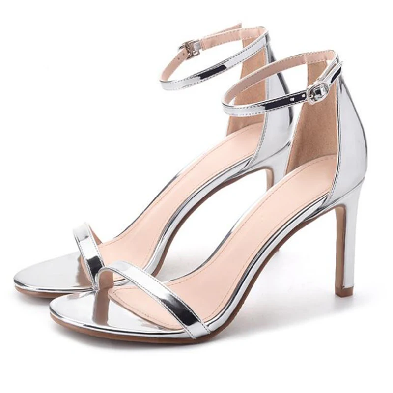 COVOYYAR/ г.; выразительные женские туфли-лодочки; летние женские босоножки на высоком тонком каблуке-шпильке с ремешком на щиколотке; обувь золотистого цвета для свадебной вечеринки; WHH612 - Цвет: Серебристый