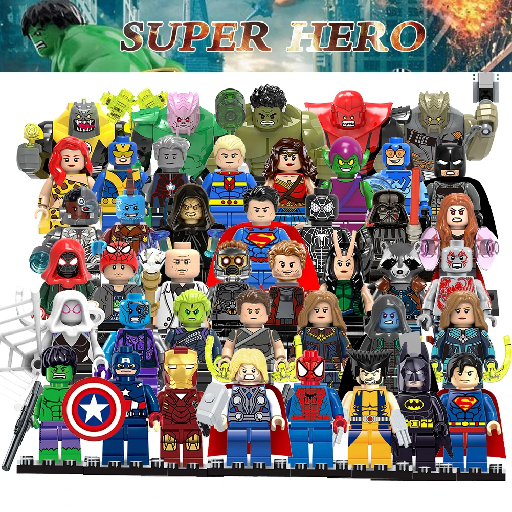 

For legoing Marvel Avengers Infinity War Endgame Thanos Spiderman Ironman Thor model Building Blocks Toys single Figures heroes