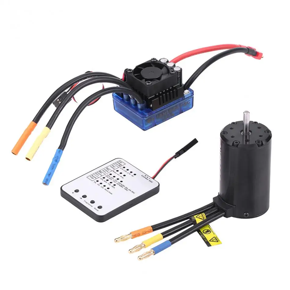 

4 Poles 4068 2050KV Motor + 120A Electronic Speed Controller + Programming Card For 1/8 RC Car