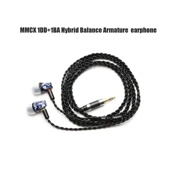 

2018 new 3.5mm Gold-plated plug MMCX 1DD+1BA Hybrid Balance Armature removable earlphone for IOS android mobile phone