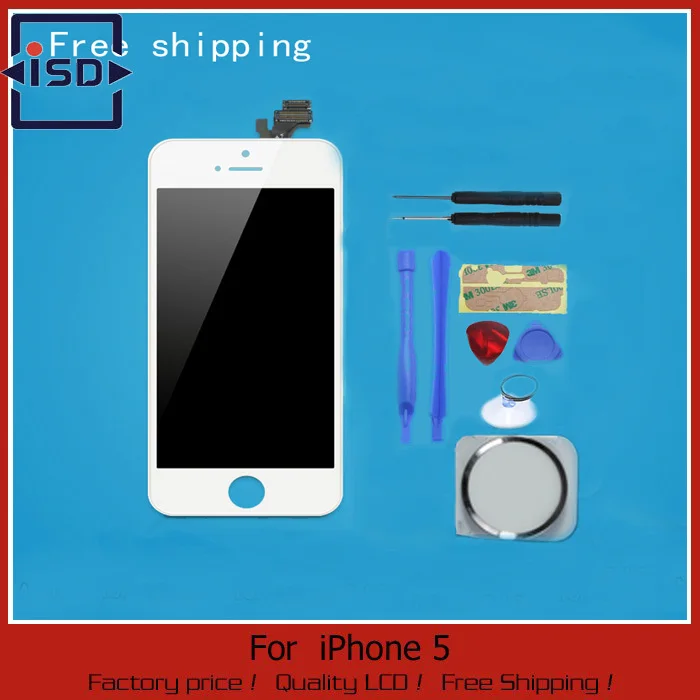 Hot Selling Mobile Phone LCD Display For iPhone 5 5G with touch screen Full set Assembly White and black with free tools kit