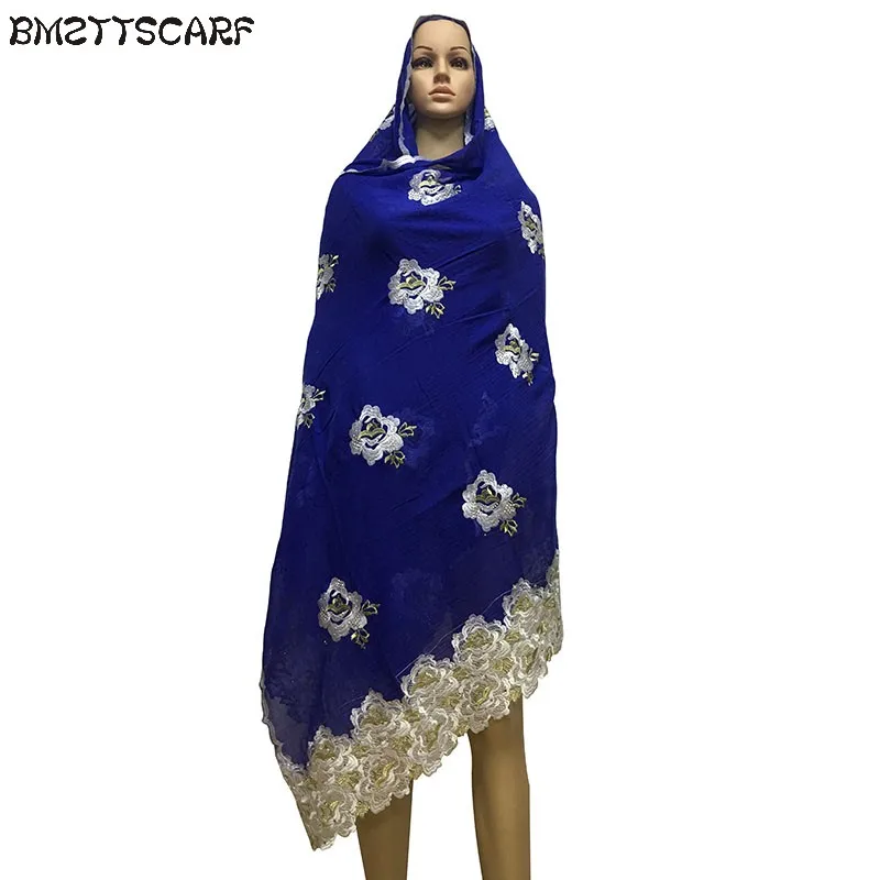 Африканский женский зимний шарф, Роза дизайн мусульманская вышивка большой хлопок шарф для Шали Обертывания пашмины BM415