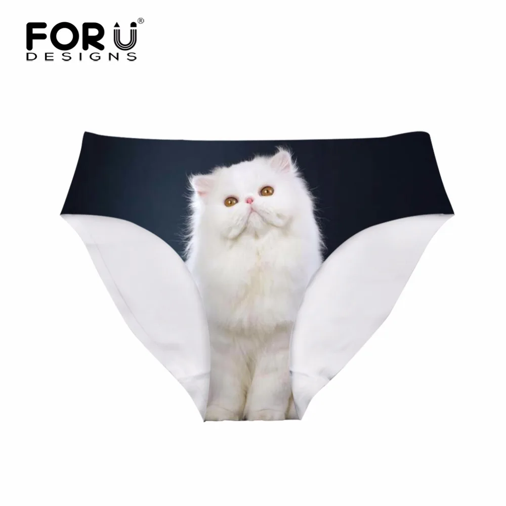 FORUDESIGNS женские бесшовные трусики с милым котом и 3D принтом модные в виде животных