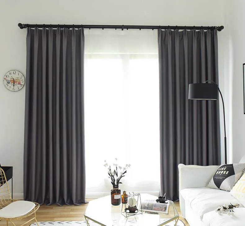 Современный простой стиль 99% высокое затенение теплоизоляционная ткань серый плотные шторы для гостиная спальня индивидуальные размеры