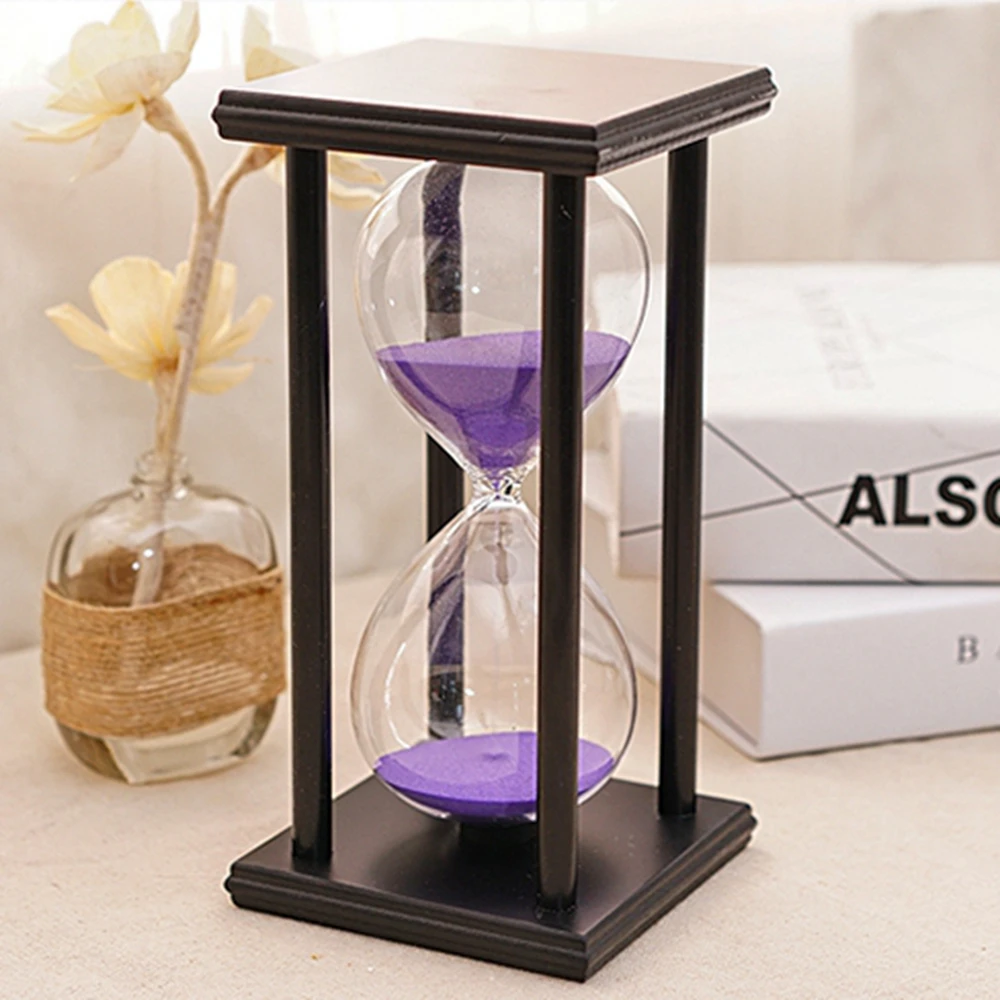 60 Minutes Black framed Transparent Crystal Sandglass Hourglass Glass