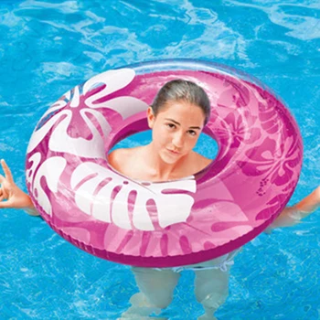 

Inflatable Swimming Ring Hibiscus Flower Thicken Large Swim Ring For Adults Pool Toys Life Buoy Random Color Water Float