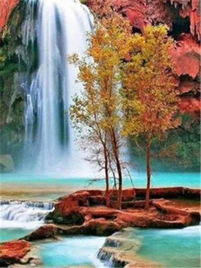 5D DIY алмазная живопись живописный водопад полностью квадратные Стразы Алмазная вышивка Пейзаж Вышивка крестиком Мозаика Украшение Дома - Цвет: 18