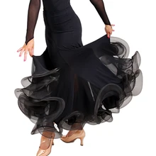 Современный танцевальный костюм тренировочные юбки с водяными волнами Бальные Танцевальные Квадратные танцевальные Большие широкие расширительные юбки TLQ003