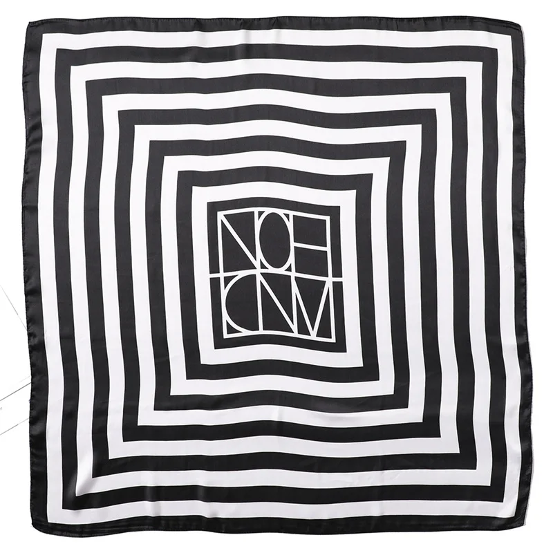 

Women's Square Silk Scarf Striped Summer Shawls and Wraps Female Print Small Office Scarf Foulard Headband Handkerchief 70*70CM