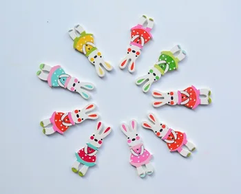 

Pack of 30pcs Cartoon Wood Button Adorable Bunny Printing Wooden Buttons for DIY Scrapbooking Crafts Garment Accessories 18*40mm