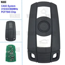 Walklee chave inteligente remota, funciona com sistema cas3 bmw série 1/3/5/7 x5 x6 z4 315lp 315 chip pcf7945 opcional de mhz 433mhz 868mhz
