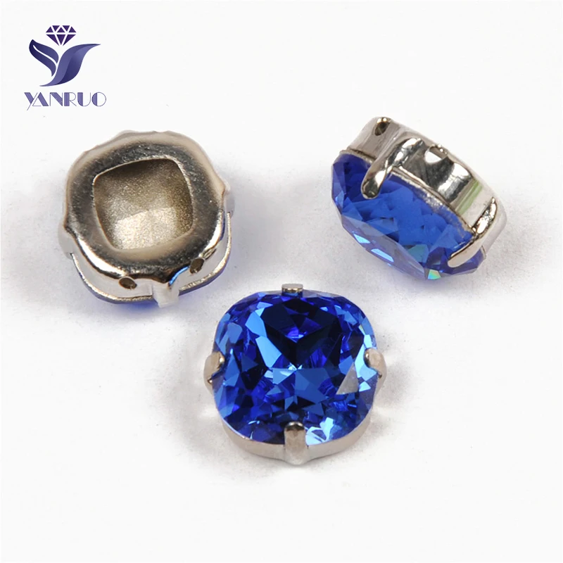 

YANRUO 4470 All Sizes Sapphire Cushion Cut Glass Strass Crystals Point Back Sewing Rhinestones For Handicrafts